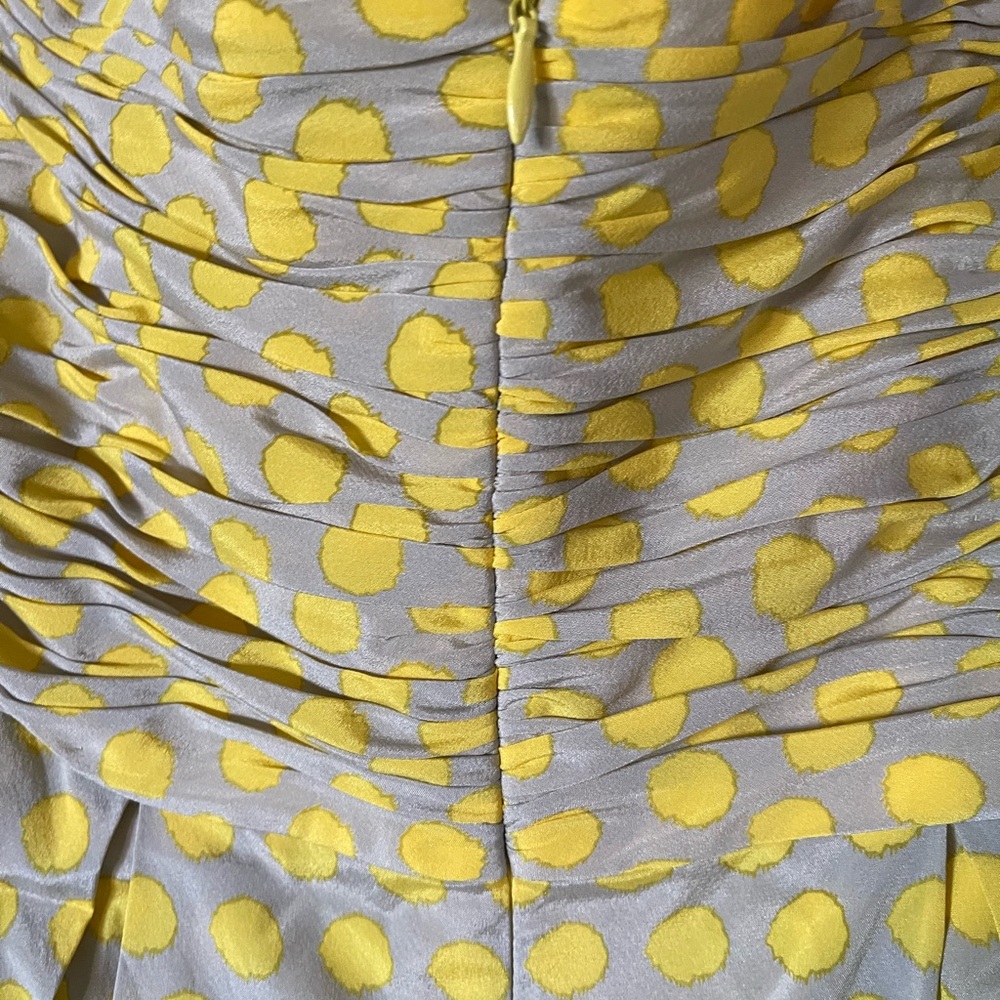 ALICE & OLIVIA Strapless Grey & Yellow Polka Dot Dress, Size S - Picture 6 of 9
